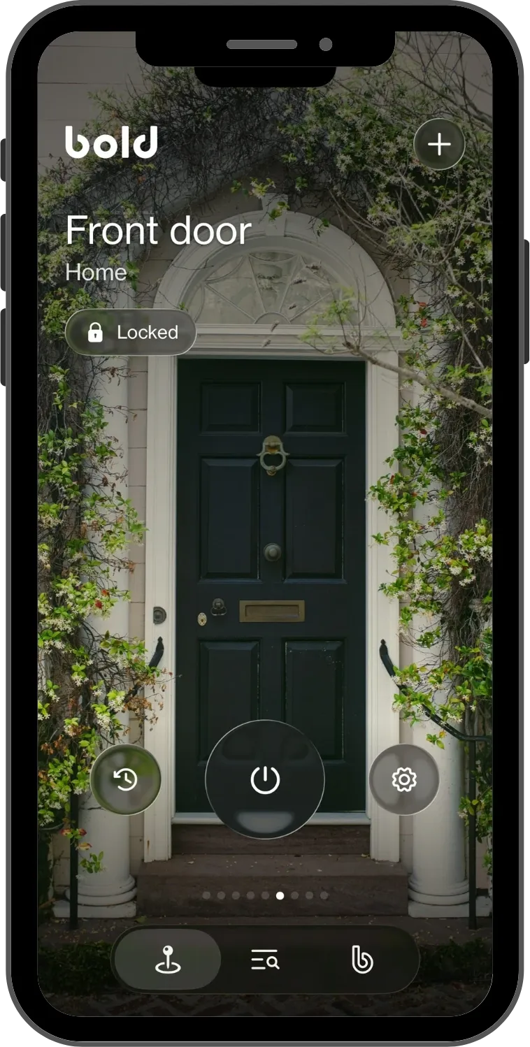 Bold app home screen with one-tap unlock